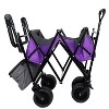 Grungis 39"H Wagon Storage Cart with Push Handle,Collapsible Shopping Wagon Cart with Canopy,Utility Cart with All-Terrain Wheels for Camping,Black - 4 of 4
