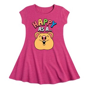 Girls' - Instant Message - Happy As A Quokka Fit & Flair Cap Sleeve Graphic Dress - 1 of 4