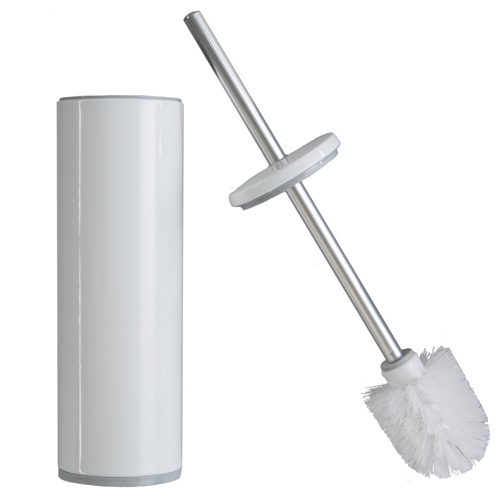 Deluxe Aluminum Handle Toilet Brush with Fully Removable Liner White - Bath Bliss: Stainless Steel Bathroom Cleaning Accessory