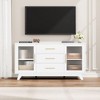 Jojoka Sideboard Buffet Cabinet with 2 Fluted Glass Doors, Modern Coffee Bar Cabinet with 3 Large Drawers and Adjustable Shelf - 3 of 4