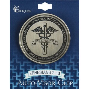 Dicksons God's Handiwork Cross Caduceus Silver Tone 2 inch Zinc Alloy Automotive Visor Clip Accessory - 1 of 4