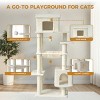 TopComfy Pet Tower Multi Level Cat Tree Unique House Design Soft Hammock Durable Scratching Posts Plush Tower for Cats, Beige, 21.7"*18.1"*64" - 3 of 4