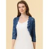 INSPIRE CHIC Women's Elegant 3/4 Sleeve Sheer Floral Lace Open Front Crop Shrug - 2 of 4