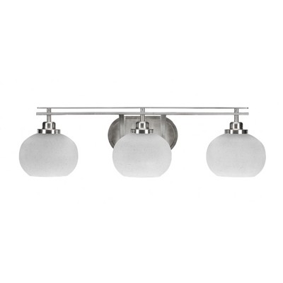 Toltec Lighting Odyssey 3 - Light Vanity in  Brushed Nickel with 7" White Muslin Shade