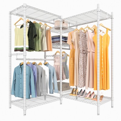 VIPEK Classic L6 Heavy Duty Clothes Rack L Shape Clothing Rack 5-Tier Wire Garment Rack Freestanding Closet, Max Load 850LBS