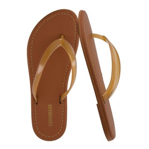 CUSHIONAIRE Surf Flip Flop Sandals for Women with Flexible Sole and Soft Jelly Strap, Lightweight Casual Slides - 1 of 4