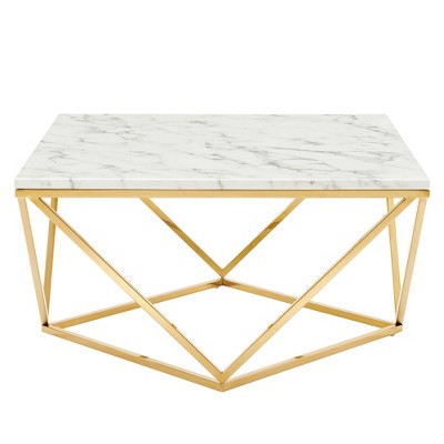 Modway Vertex Gold Metal Stainless Steel Coffee Table