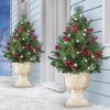 Collections Etc White LED Lighted Holiday Pine Tree Planter Stake, 27"H 12 X 12 X 27 - 2 of 3