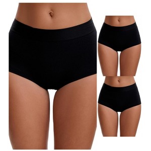 INSPIRE CHIC Women's High Waist Tummy Control Elastic Waistband Comfortable Brief 3 Packs - 1 of 4