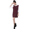 Allegra K Women's Contrast Peter Pan Collar Long Sleeve Above Knee Shift Plaid Dress - 3 of 4