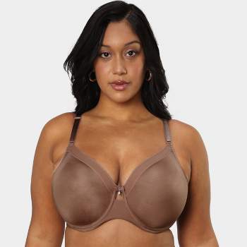 Curvy Couture Women's Sheer Mesh Full Coverage Unlined Underwire Bra Sun  Kissed Coral 46g : Target