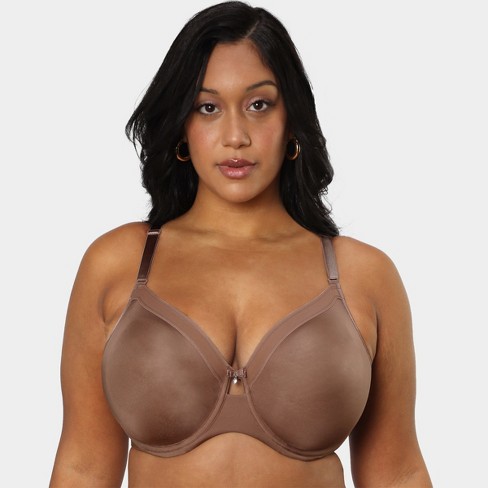 Curvy Couture Women's Plus Size Silky Smooth Micro Unlined Underwire Bra  Sweet Tea 36H