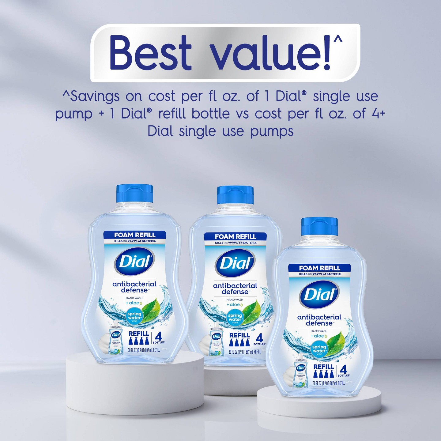 Сменный блок пенящегося мыла для рук Dial Antibacterial Defense, Spring Water, 30 fl oz — фото 4
