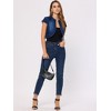 INSPIRE CHIC Women's Cap Sleeve Slim Fit Summer Open Front Crop Denim Jacket - 4 of 4