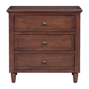 28'' Pine Wood 3-Drawer Nightstand Bedside Cabinet Metal Handles Minimalist Side Table for Bedroom Office - 1 of 4