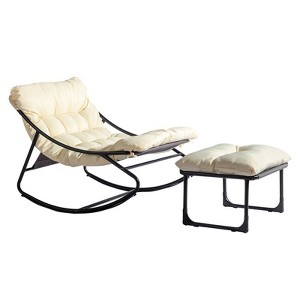 2-piece Outdoor Lounge Chair and Ottoman Set - 1 of 4