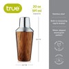 True Wooden Finish Cocktail Shaker, 20 Oz Stainless Steel Cobbler Shaker with Lid & Strainer, Brown - 3 of 4