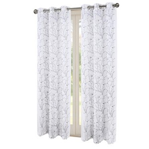 RT Designers Collection Lucia Embroidery Doily Grommet Sheer Curtain Panel Pair Silver - 1 of 4