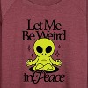 Women's - Instant Message - Alien Let Me Be Weird Lightweight French Terry Wide Neck Long Sleeve Graphic Shirt - 2 of 4