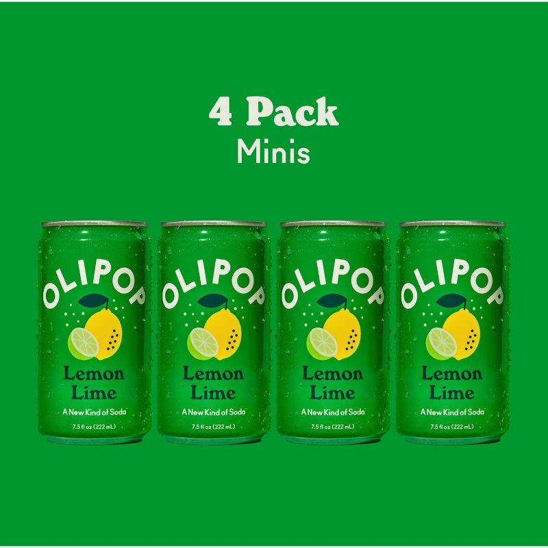 OLIPOP Lemon Lime Prebiotic Soda - 4ct/7.5 fl oz, 5 of 8