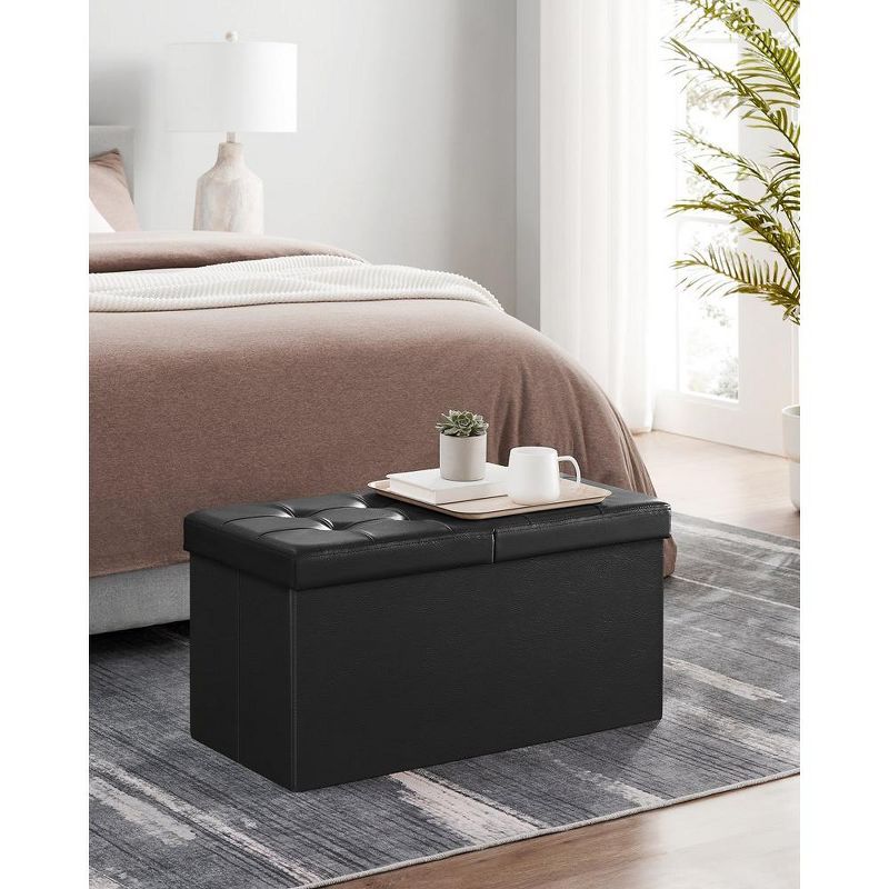 SONGMICS Folding Storage Ottoman Bench Ottoman with Storage Hold up to 660lbs for Living Room, 3 of 8