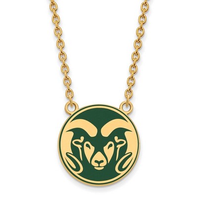 Black Bow Jewelry 14k Yellow Gold Plated Sterling Silver Colorado State Rams NCAA Necklace 18 Inch