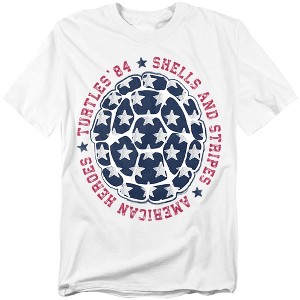 Teenage Mutant Ninja Turtles 4th Of July Shells And Stripes Adult T Shirt  White  Small - 1 of 4