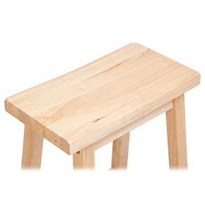 Adjustable Natural Wood Backless Saddle-Style Counter Stool