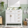 36" Modern Bathroom Vanity with Ceramic Sink,Soft Close Doors and 4 Drawers for Small Bathrooms-The Pop Home - 2 of 4