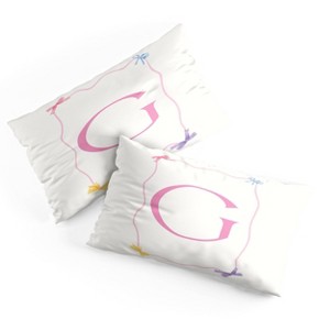 Deny Designs King April Lane Art Simple Bow Monogram G Microfiber Printed Pillow Sham - 1 of 3