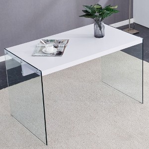 NicBex 47.2" Modern Rectangular Dining Table with Clear Tempered Glass Legs for Kitchen - 1 of 4