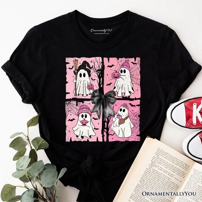 Pink Halloween Ghost T-Shirt, Coquette Spooky Season Tee for Girly Aesthetic| OrnamentallyYou
