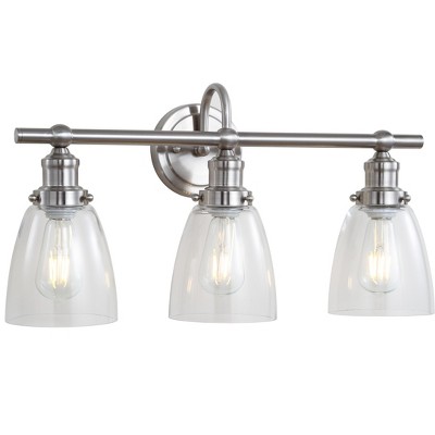 Dunes 3-Light Nickel and Clear Glass Bathroom Sconce