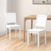 Costway Armless Wood Dining Chair Set of 2 with Rubber Wood Legs Curved Backrest Kitchen White/Black - 2 of 4