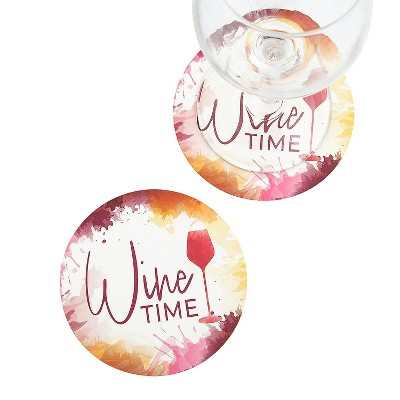 Fun Express 4" diam. Wine Time Party Disposable Paper Coasters - 12 Pc.