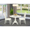 Dinette Set 3 Piece - Round Table & 2 Chairs - Linen White Finish - Home Dining Room Furniture - 2 of 4
