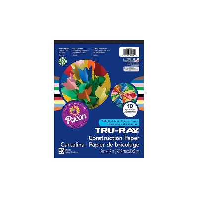 Pacon 9" x 12" Construction Paper Assorted Colors 50 Sheets/Pack /Pad (P1000046)