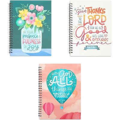 Faithful Finds 3-Pack Christian Inspirational Bible Quote Spiral Lined Notebook Journal (6 x 8 in, 110 Page)