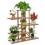 Tangkula 5 Tiers Bamboo Plant Stand for Indoor Plants Multiple Utility Shelf Free Standing Storage Rack Pot Holder Brown/Natural