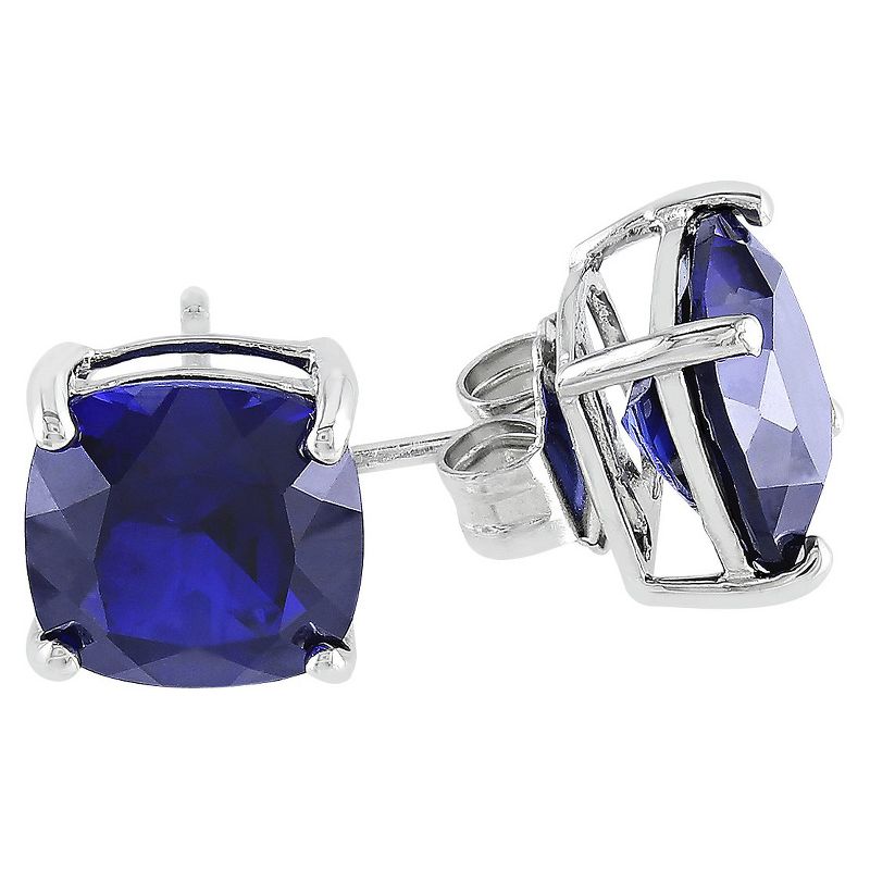 6 CT. T.W. Created Sapphire Solitaire Stud Earrings in Sterling Silver - Blue, 1 of 4