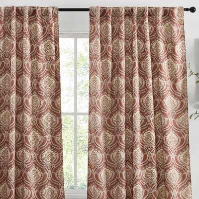 HLC.ME Messina Paisley Damask Back Tab Rod Pocket - Light Reducing Window Curtain Panels, Set of 2