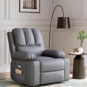 Oversized Swivel Recliner Chair with Heat & Massage - 360° Rotation Manual Rocking Chair - 1 of 4