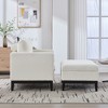 35.4" Boucle Upholstered Square Accent Arm Chair with Ottoman, Wood Base and Natural Rubberwood Legs with Reversible Lid Coffee Table - 4 of 4