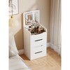 3-in-1 Vanity Desk with Plip Top Mirror,Small Make Up Vanity Set with, Compact Makeup Vanity Visible Glass Desktop and3 Drawers-- Frevyn - 3 of 4