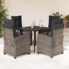 vidaXL 5 Piece Gray Poly Rattan Patio Dining Set - Garden/Backyard/Deck Furniture with Cushions & Adjustable Reclining Chairs - 2 of 4