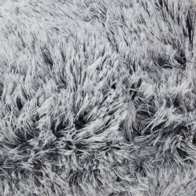 Gray Faux Fur 18x18 Euro Throw Pillow Covers, Set of 2