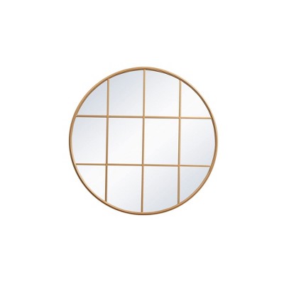 Elegant Lighting Metal windowpane mirror 42 inch in x 42 inch in Brass
