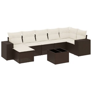 vidaXL Garden Sofa Set Brown, Cream White - 1 of 4