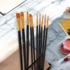 Unique Bargains Paint Brush Setfor Watercolor Nylon Bristles with Aluminum Ferrule and Wood Shaft 10 Pcs - 2 of 3