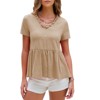 EXLURA Women's Summer Short Sleeve Peplum Babydoll Tops Cute V Neck T Shirts - 2 of 4